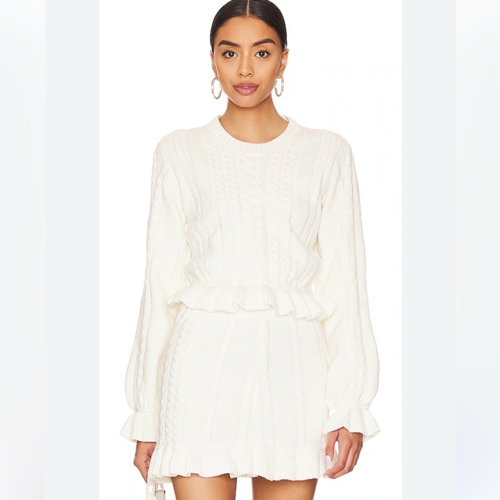 Show Me Your MuMu Ridley Ruffle Sweater in Cream sweater